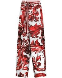 Dolce & Gabbana - Majolica-Print Silk Twill Trousers - Lyst