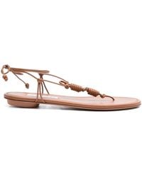 Aquazzura - Oaxaca Knotted Leather Flat Sandals - Lyst
