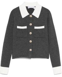 Self-Portrait - Contrast Collar Cardigan - Lyst