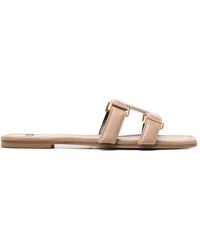 Elisabetta Franchi - Flat Nappa Leather Sandals - Lyst