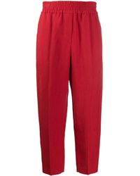 Brunello Cucinelli Укороченные Брюки С Присборенным Поясом - Красный