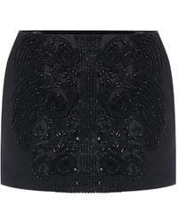 Elisabetta Franchi - Double-Layer Crêpe Miniskirt With Crystals - Lyst
