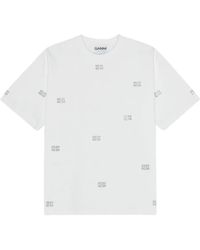 Ganni - Rhinestone-Embellished Cotton T-Shirt - Lyst