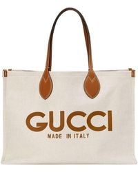 Gucci - Medium Tote Bag With Print - Lyst
