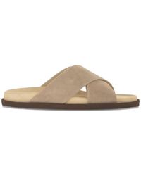 Brunello Cucinelli - Crossover-Straps Suede Slides - Lyst