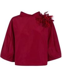 Liviana Conti - Floral-Appliqué Bow-Detail Blouse - Lyst
