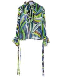 Emilio Pucci - Graphic-print Pussy-bow Blouse - Lyst