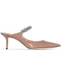 Jimmy Choo - Women Bing 65 Patent Leather Crystal Strap Ballet Mules - Lyst