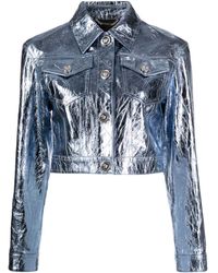 Versace - X Dua Lipa Metallic-effect Leather Jacket - Lyst