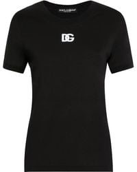 Dolce & Gabbana - T-Shirt En Jersey Avec Logo Dg Brodé - Lyst