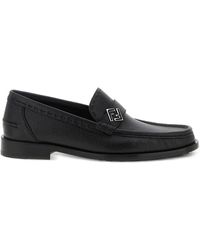 Fendi - Ff Metal Leather Loafers - Lyst