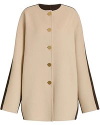 Alberta Ferretti - Long Two-Tone Wool Coat With-Tone Buttons - Lyst