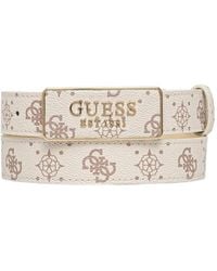 Guess - Monogram-Print Logo-Plaque Belt - Lyst