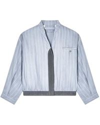 Giorgio Armani - Pinstripe-Print V-Neck Jacket - Lyst