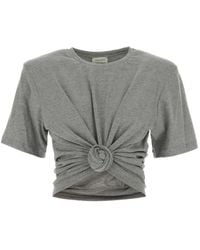 Magda Butrym - Knot-Detail Padded-Shoulder T-Shirt - Lyst