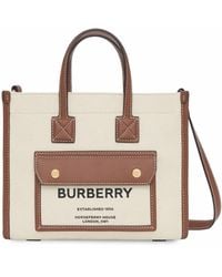 Burberry - Freya Mini Canvas & Leather Tote - Lyst