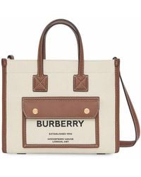 Burberry - Freya Mini Canvas & Leather Tote - Lyst