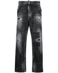 DSquared² - High-Rise Distressed Wide-Leg Jeans - Lyst