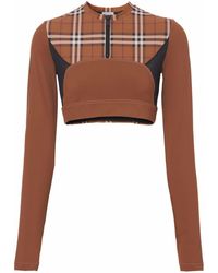 Burberry - Checked Stretch-jersey Cropped Top - Lyst