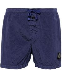 Stone Island - Compass-patch Crinkled Swim Shorts - Lyst