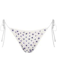 Leslie Amon - Bas De Bikini Micro Eye À Ornements De Perles - Lyst