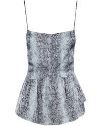 Ganni - Top Con Estampado De Piel De Pitón - Lyst