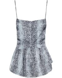 Ganni - Top Con Estampado De Piel De Pitón - Lyst