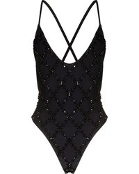Dames Kleding voor voor Strandkleding voor Zwem Moeva Badpak Verfraaid Met Kristallen in het Zwart en badpakken 