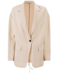 Brunello Cucinelli - Blazer À Taille Ceinturée - Lyst