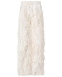 Pinko - Feather-Trim Crystal-Embellished Trousers - Lyst