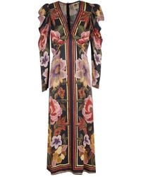 FARM Rio - Midi-Jurk Met Ruches En Bloemenprint - Lyst
