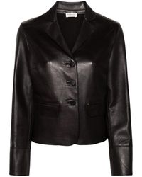 P.A.R.O.S.H. - Single-breasted Cropped Leather Blazer - Lyst