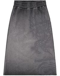 DIESEL - Fleece Midi Skirt With Dévoré Print - Lyst