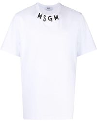 MSGM - Logo-Print Cotton T-Shirt - Lyst