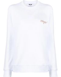 MSGM - Logo-Embroidery Cotton Sweatshirt - Lyst