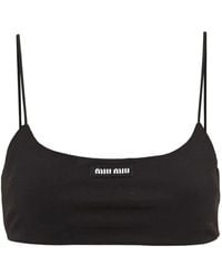 Miu Miu - Haut Crop À Patch Logo - Lyst