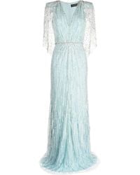 Jenny Packham - Coralia Caped Embellished Gown - Lyst