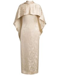 Alberta Ferretti - Floral-Jacquard Cape-Detail Midi Dress - Lyst