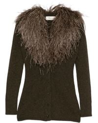 Blumarine - Cardigan mit Feder-Besatz - Lyst