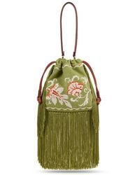 Etro - Small Linen-Blend Kalispera Bag With Embroidery And Fringes - Lyst