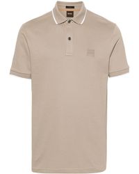 BOSS - Logo-Patch Piqué Polo Shirt - Lyst
