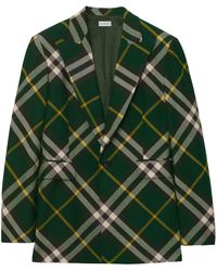 Burberry - Wool Check Tailored Blazer - Lyst