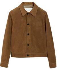Ami Paris - Ami De Coeur Leather Buttoned Jacket - Lyst