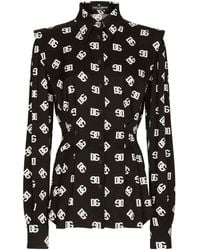 Dolce & Gabbana - Bluse Aus Charmeuse Dg-Logoprint Allover - Lyst