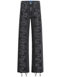 KARL LAGERFELD - Lace-Up Mid-Rise Relaxed Jeans - Lyst