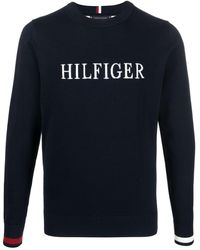 Tommy Hilfiger - Intarsia-knit Logo Crew-neck Jumper - Lyst