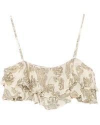 Hemant & Nandita - Dani Paisley-Print Ruffled Top - Lyst