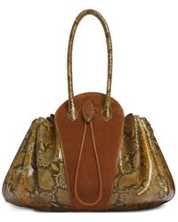 Marni - Suede And Python-Print Leather Tulipea Large Handbag - Lyst