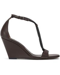 Brunello Cucinelli - Leather Monili-trim Wedge Sandals - Lyst
