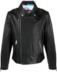 A.P.C. - Notch Lapels Leather Biker Jacket - Lyst